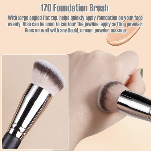 Foundation Contour Brush for Liquid Makeup, Kabuki Brushes, Under Eye Nose Contour Brush for Blending Liquid Cream Flawless Powder Cosmetics Buffi...
