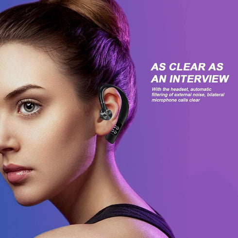 ASHATA Bluetooth Earpiece, BT5.2 Wireless Handsfree Bluetooth Headset, 240mAh Battery, IPX5 Waterproof 180 Degree Rotating Ear Hook Earphone for P...