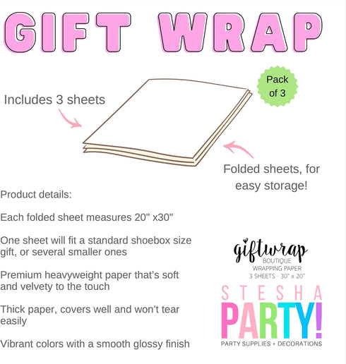 Stesha Party Yarn Lover Gift Wrap - Fiber Arts Sewing - Folded Flat 30 x 20 Inch (3 Sheets)......