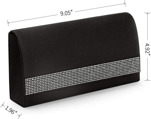 Satin Rhinestones Evening Bags Party Bridal Clutch Purse For Women Prom Clutch...