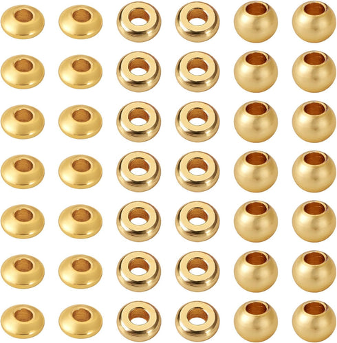 300Pcs Real 18K Gold Brass Spacer Beads 3mm Golden Round Disc Rondelle Beads Seamless Metal Bead Spacers bulk for Crafts DIY Jewelry Making Suppli...