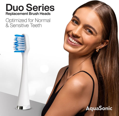 AquaSonic Duo Series Replacement Brush Heads | for Normal & Sensitive Teeth | Compatible with Duo Series & Home Dental Center Toothbrush Handles |...