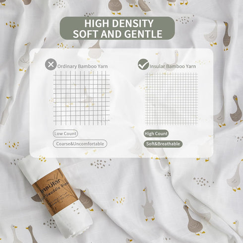 Insular Muslin Swaddle Blanket, Baby Swaddle Wrap for Boys and Girls, Receiving Blanket Large 47 x 47 inches, Baby Essentials, 2 Pack, Green&Duck...