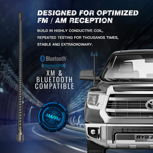 RYDONAIR Short Antenna Compatible with Toyota Tundra 2014+ & Toyota Tacoma 1995+, Internal Copper Coil for Enhanced Reception, 13 inches Flexible ...
