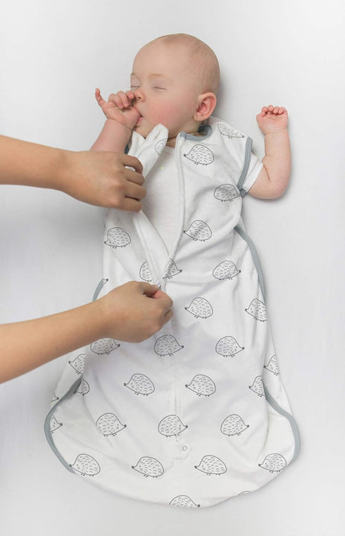 SwaddleDesigns Soft Fleece Sleeping Sack, Hedgehog, Black, Medium, 6-12 Months, Wearable Blanket with 2-Way Zipper...