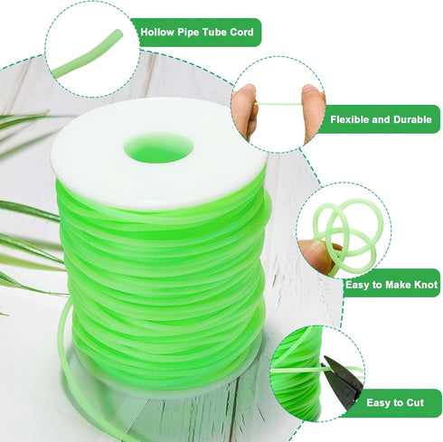 54 Yards Hollow Pipe Rubber Tube Cord 2mm PVC Tubing Cord String with Spool for DIY Necklace Bracelet Jewelry Making (Light Green)...