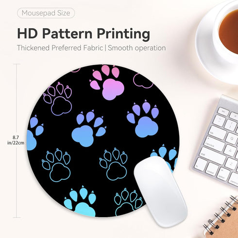 Dog Paw Print Round Mouse Pad,Funny Small Mouse Pad with Non-Slip Rubber Base,Mouse Mat,Home Office Decor Desk Accessories,8.7inch Round Mouse Pad...