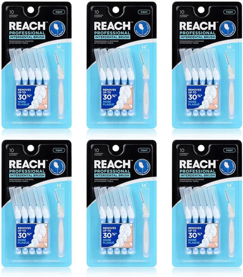 Reach Interdental Brush Cleaners 6-Pack, Tight, 60 Count, Sensitive Gum Protection, Plaque Remover, Brushes Between Teeth & Braces, Dental Toothbr...