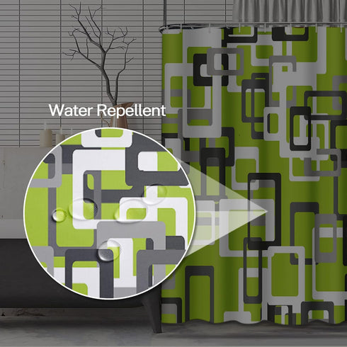 Shower Curtain Modern Lime Green Black Gray White 72"x72" Home Decor Waterproof Bath Bathroom Curtain Set with Hooks...