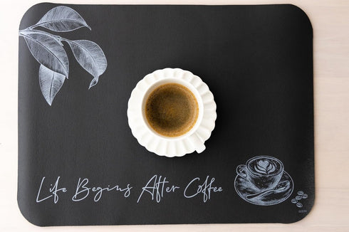 LULY Coffee Mat Absorbent and Quick Dry Mat 15.75x11.81 inch for Countertop – Non-Slip Rubber Backed Coffee Bar Mat – Modern Coffee Art – Highly A...