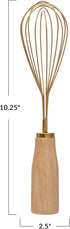 Bloomingville Standing Stainless Steel Wood Handle, Gold Finish Whisk, 10.25"...