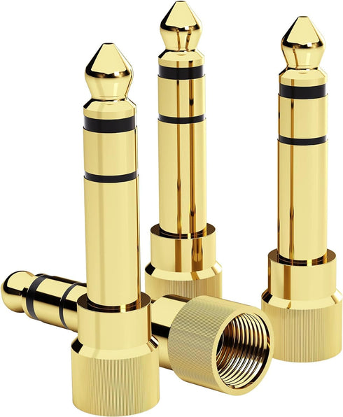 5Pcs Gold Plated Stereo Phone Screw-On Adapter 6.35mm (1/4 Inch) Male to 3.5mm (1/8 Inch) Female Audio Adapter...