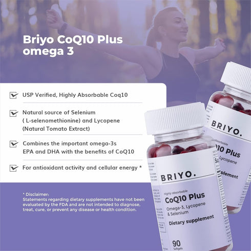Highly absorbable CoQ10 100 mg Plus Omega-3 with Natural Form of Lycopene and Selenium, Heart Health Supplement (90 softgels)...