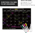 Black Magnetic Calendar for Refrigerator - Dry Erase Calendar for Fridge – For Family, Kids, Workout, Menu Planner – 12 x 16in - Includes 4 Marker...