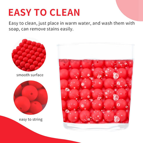 130PCS Silicone Beads for Keychain Making Kit 15mm Silicone Beads Bulk Round Rubber Beads Loose Beads for Pens DIY Necklace Bracelet Making (Straw...