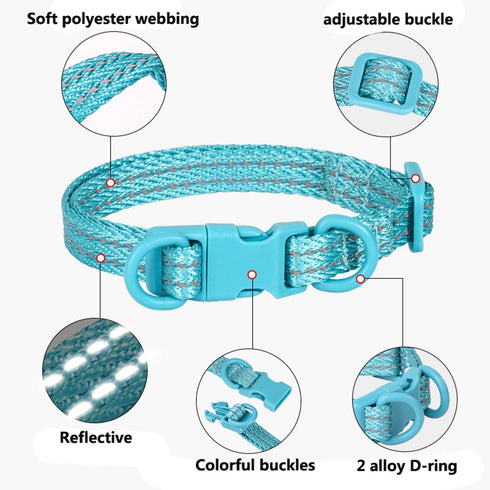 Reflective Dog Collar, Basic Dog Cat Collar Buckle Adjustable Polyester Dog Collar for Small Medium LargeDogs, Perfect Pet Collar Gift (S, Black)...