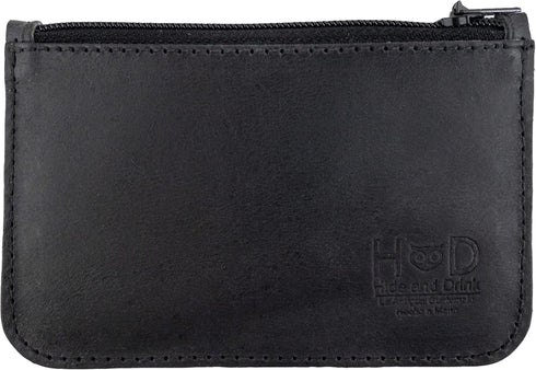 Hide & Drink, Zippered Wallet, Card Case, Folded Bills Storage, Coin Organizer, Travel Accessories, Full Grain Leather, Handmade, Charcoal Black...