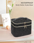 Travel Makeup Bag Organizer, Large Make Up Bag for Women, Double Layer Cosmetic Bag with Removable Dividers, Portable Makeup Case Storage, Black...