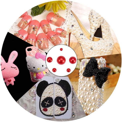PH PandaHall 690pcs Half Round Pearl Beads 6 Sizes Flat Back Pearl Cabochon Faux Pearl Beads for DIY Scrapbook Phone Case Wedding Decor Hair Acces...
