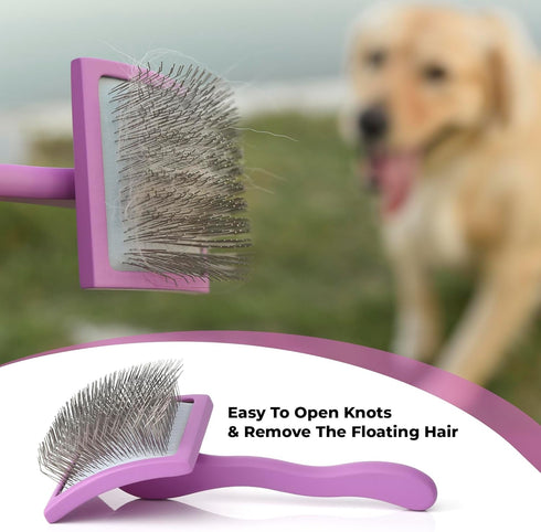 Slicker Brush for Dogs - Detangling Dog Brushes for Grooming with Soft Bristles & long Pins - Professional Dog Grooming Brush to Removes Tangles &...