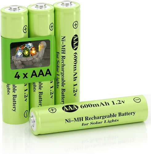 Ni-MH AAA 600mAh 1.2v Rechargeable Battery for Solar Lights, AAA 1.2V Rechargeable Battery Pre-Charged, Low Self - Discharge for Outdoor Solar Lig...