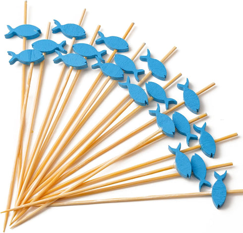 PuTwo Cocktail Toothpicks 100 Counts Cocktail Picks Handmade Natural Bamboo Cocktail Sticks Eco-Friendly Appetizer Skewers for Cocktail Appetizers...