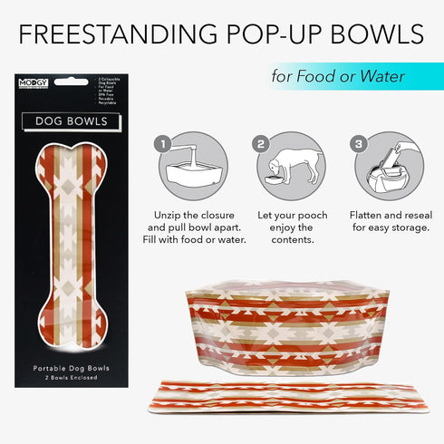 MODGY Collapsible Dog Food Bowl Dish, Reusable, Plastic Travel Size, Portable Container, Camping, Hiking, Car, Road Trip Essential, Cute Pattern, ...