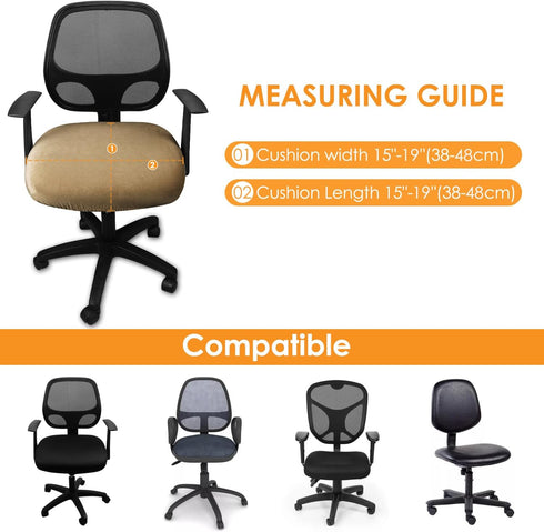 Yikko Velvet Chair Seat Cusion Covers for 14.96-18.89 Inch Office Computer Chair Covers, with Straps Washable Slipcovers Protector, Home, Dining R...