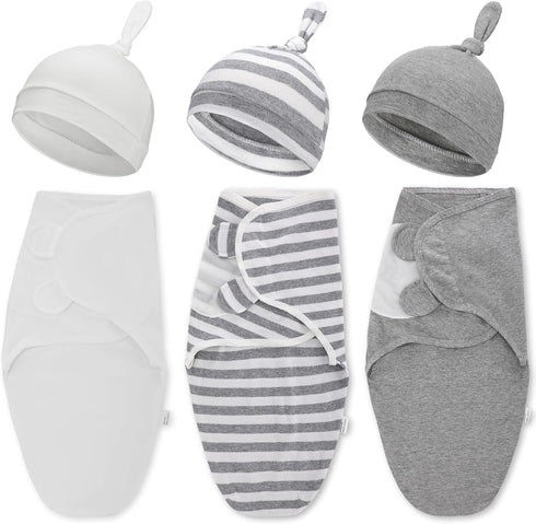 3 Pack Preemie Swaddle Blanket with Hat Set Preemie Hats Baby Receiving Blanket Swaddle Wrap for Preemie Newborn (Classic Style)...