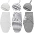 3 Pack Preemie Swaddle Blanket with Hat Set Preemie Hats Baby Receiving Blanket Swaddle Wrap for Preemie Newborn (Classic Style)...