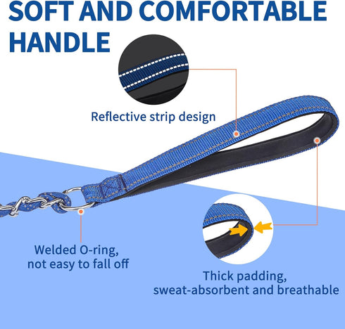 HOMIMP Heavy Duty Dog Leash Chew Proof 4 FT, Reflective Dog Leash for Medium Large Dog, Metal Dog Training Leashes with Soft Padded Handle, Strong...