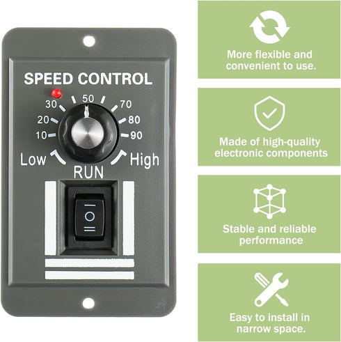 DC 12-60V Motor Speed Controller 20A Adjustable PWM Controller Switch Forward/Reverse Electric Motor Speed Regulator Suitable for DC Brush Motor...