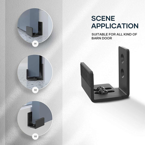 EaseLife Sliding Barn Door Bottom Floor Guide,U Shape,Flexible Adjustable Fit Distance,Flush Flat Bottom Design,Wall Mount System,for Door & Cabin...