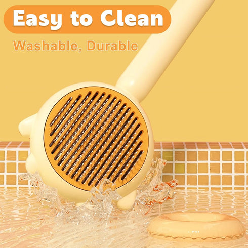 Paw Cat Brush with Release Button, Self Cleaning Cat Brush for Shedding, Cat Hair Brush for Grooming Long and Short Haired Cats Dogs (Yellow)...