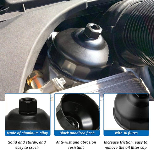 Oil Filter Wrench Cap Removal Tool 86.4mm 16 Flutes for BMW with 86mm Cartridge Style Filter Housing Caps, Oil Filter Housing Cap Removal Tool to ...
