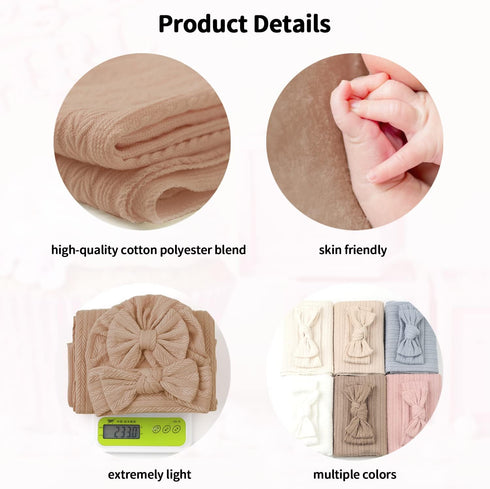 Golener Baby Swaddle Blankets for Boys&Girls, Newborn Swaddle Set with Matching Hat and Headband Bow with Wooden Birth Announcement Card, Simulate...