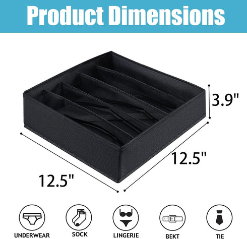 Boudar Black Foldable Dresser Drawer Organizers Underwear Organizer Dividers?5 Cell Foldable Storage Boxes Drawer under Cabinet Organizer for Bra,...