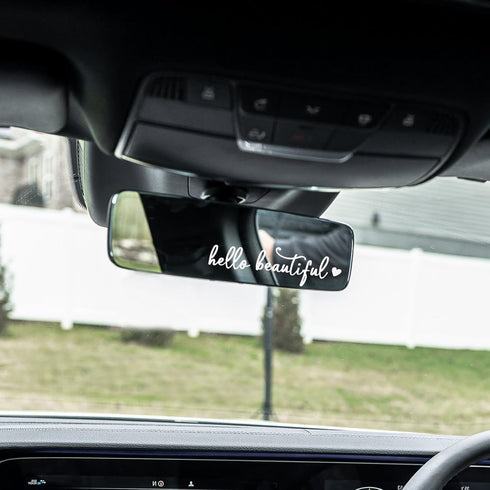 3 x Hello Beautiful Car Mirror Decal - Rearview Mirror Decal, Car Window Decal, Affirmation Car Stickers, Vinyl Car Decals Car Accessories...