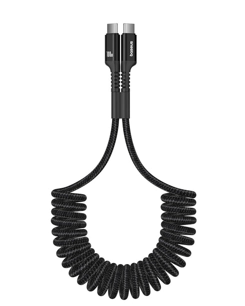 Baseus USB C Cable for Car, PD 100W 5A Fast Charging USB C Carplay Cable, Coiled USB C to USB C Charger Cord Compatible with iPhone15/Pro/Plus/Pro...