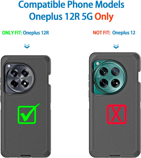 Anloes Case for Oneplus 12R 5G(2024), Phone Case Heavy Duty Shockproof Dustproof Rugged Protective, 3 in 1 Bumper Cover for One Plus 12R (Black).....