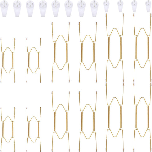 Hotop 12 Pieces Plate Hangers for Wall 8/12/14 Inch Stainless Steel Wire Invisible Plate Hangers Heavy Duty Display Holders with 12 Pieces Hooks f...