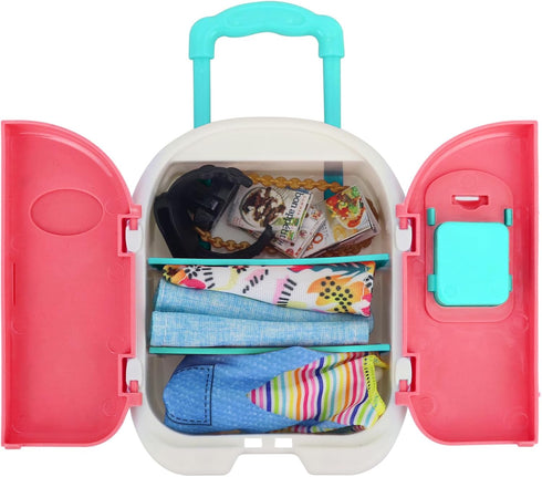UNICORN ELEMENT 16 Pcs Doll Clothes and Accessories for 11.5 Inch Girl Dolls, Fashion Travel Suitcase Set Including Blue Jean Skirts, Bags, Food M...