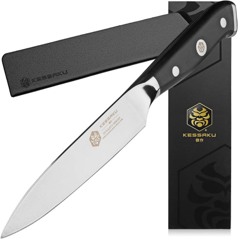 KESSAKU Utility Knife - 5 inch - Dynasty Series - Razor Sharp Kitchen Knife - Forged ThyssenKrupp German High Carbon Stainless Steel - G10 Garolit...