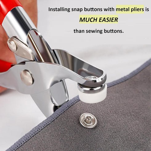FireBee 800PCS Metal Snaps Buttons, Fastener Pliers Press Tool Kit with 200 Sets 3/8 Inch Snaps, Prong Metal Snaps, Stainless Steel Snap Installat...