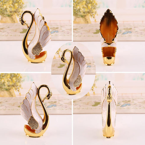 Coffee Dessert Dinner Spoon Set, Swan Base Holder with Forks Spoons for Cake Salad Cocktail Dessert for Brithday Gift (Forks)...