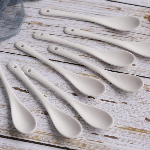 Porcelain Egg Spoons Ceramic Spoons Set of 8 Teaspoons for Tea Coffee Desserts Salt Sugar Spoon...