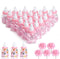 MACTING 2 Dozens 3.5 Inch Feeding Bottle Candy Box with 5 Pcs Artificial Flower Rose for Baby Shower Favor Gift Decoration (Pink)...