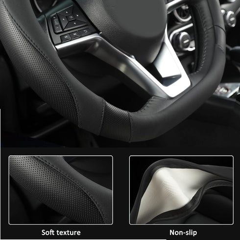 West Llama Flat Bottom Car Steering Wheel Cover for Nissan,D Shaped Steering Wheel Cover for Rogue,Altima,Kicks (Black-Standard Size)...