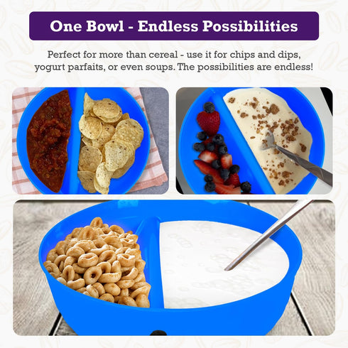 Just Solutions Crunch Anti-Soggy Cereal Bowl - Keeps Cereal Fresh & Crunchy | BPA Free | Microwave Safe | Ice Cream & Topping, Yogurt & Berries, F...