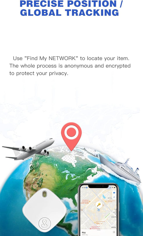 Key Finder,Item Finder Works with Apple Find My (iOS only), Smart Bluetooth Tracker for Suitcase, Bags, Wallets,Pets and More. Replaceable Battery...